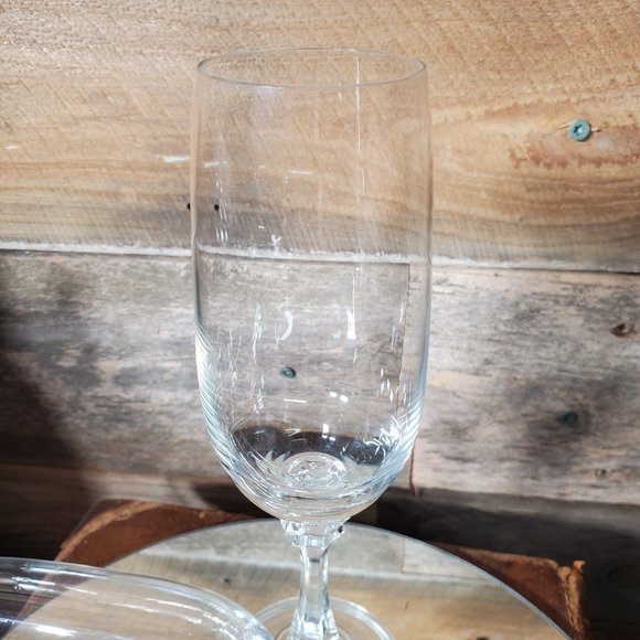 24% Lead Crystal Hand-Blown Glass Champagne Flutes - Pair - 6-Sided Stem #1 - Picture 2 of 8